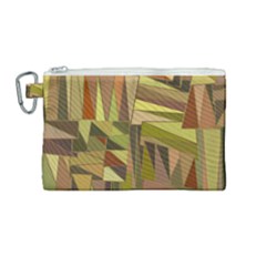 Earth Tones Geometric Shapes Unique Canvas Cosmetic Bag (medium)