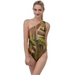 Earth Tones Geometric Shapes Unique To One Side Swimsuit