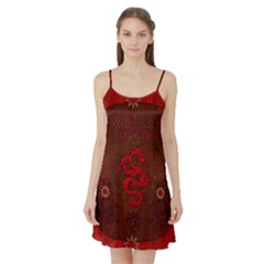 Awesome Chinese Dragon, Red Colors Satin Night Slip by FantasyWorld7