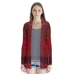 Awesome Chinese Dragon, Red Colors Drape Collar Cardigan by FantasyWorld7