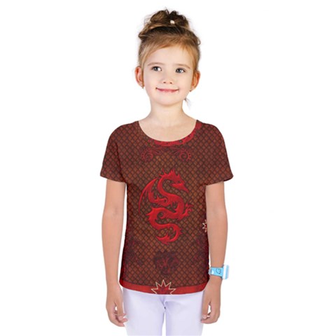 Awesome Chinese Dragon, Red Colors Kids  One Piece Tee by FantasyWorld7