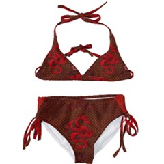 Awesome Chinese Dragon, Red Colors Kids  Classic Bikini Set by FantasyWorld7