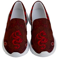 Awesome Chinese Dragon, Red Colors Kids  Lightweight Slip Ons