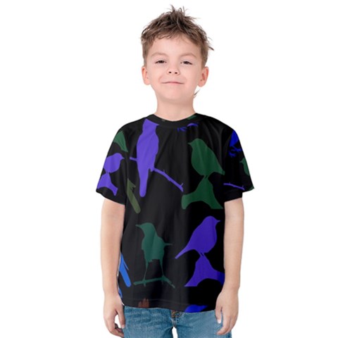 Bird Watching - Dark Colorful Kids  Cotton Tee by WensdaiAmbrose