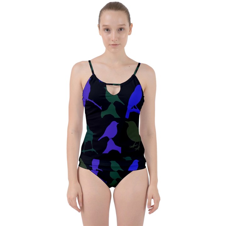 Bird Watching - Dark Colorful Cut Out Top Tankini Set