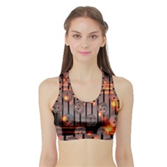 Music Notes Sound Musical Audio Sports Bra with Border