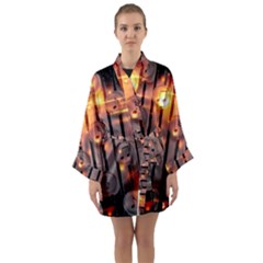 Music Notes Sound Musical Audio Long Sleeve Kimono Robe by Mariart