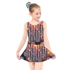 Music Notes Sound Musical Audio Kids  Skater Dress Swimsuit