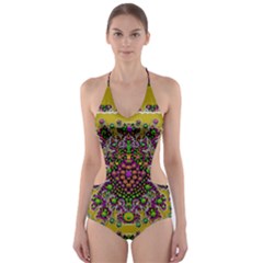 Ornate Dots And Decorative Colors Cut-out One Piece Swimsuit by pepitasart