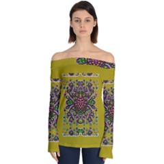 Ornate Dots And Decorative Colors Off Shoulder Long Sleeve Top by pepitasart