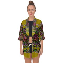 Ornate Dots And Decorative Colors Open Front Chiffon Kimono by pepitasart