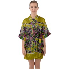 Ornate Dots And Decorative Colors Quarter Sleeve Kimono Robe by pepitasart