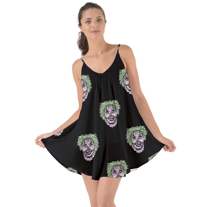 Creepy Zombies Motif Pattern Illustration Love the Sun Cover Up