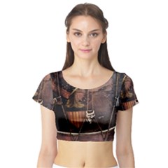 Grand Army Of The Republic Drum Short Sleeve Crop Top by Riverwoman