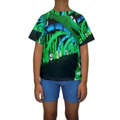 Dragon Lights Panda Kids  Short Sleeve Swimwear by Riverwoman