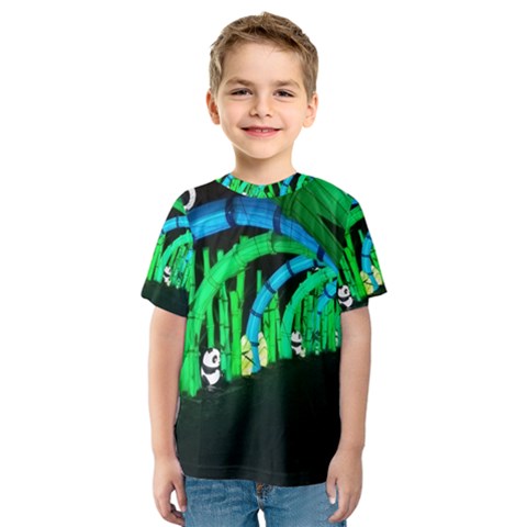 Dragon Lights Panda Kids  Sport Mesh Tee by Riverwoman