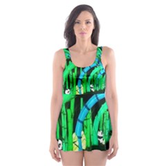 Dragon Lights Panda Skater Dress Swimsuit by Riverwoman