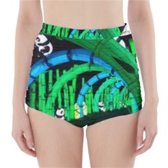 Dragon Lights Panda High-waisted Bikini Bottoms by Riverwoman