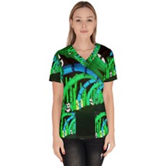 Dragon Lights Panda Women s V-neck Scrub Top by Riverwoman