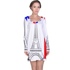 Eiffel Tower France Flag Tower Long Sleeve Nightdress by Sudhe