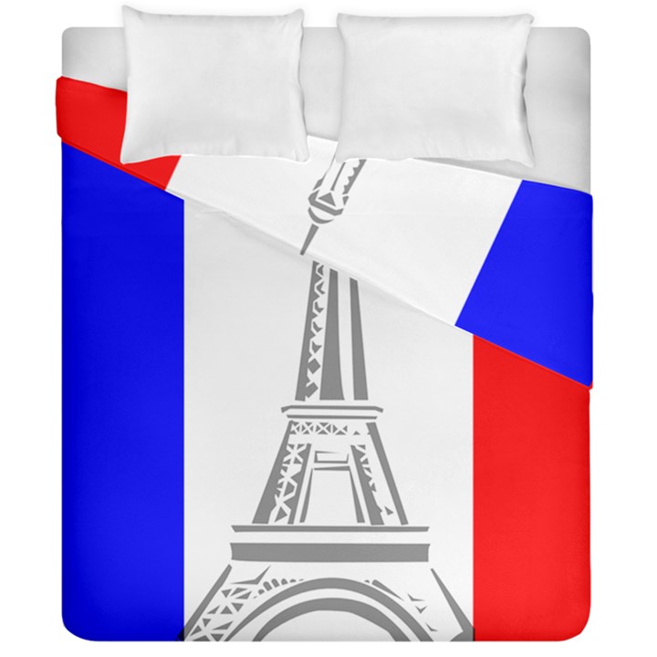 Eiffel Tower France Flag Tower Duvet Cover Double Side (California King Size)