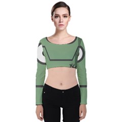 Cartoon Cute Frankenstein Halloween Velvet Long Sleeve Crop Top by Sudhe