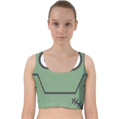 Cartoon Cute Frankenstein Halloween Velvet Racer Back Crop Top by Sudhe