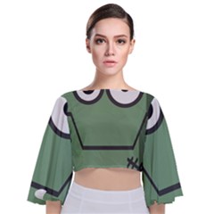 Cartoon Cute Frankenstein Halloween Tie Back Butterfly Sleeve Chiffon Top by Sudhe