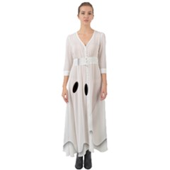 Ghost Boo Halloween Spooky Haunted Button Up Boho Maxi Dress by Sudhe