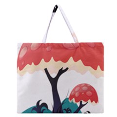 Tree Art Trunk Artwork Cartoon Zipper Large Tote Bag by Sudhe