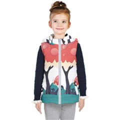 Tree Art Trunk Artwork Cartoon Kids  Hooded Puffer Vest by Sudhe