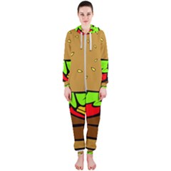 Hamburger Cheeseburger Fast Food Hooded Jumpsuit (ladies)  by Sudhe