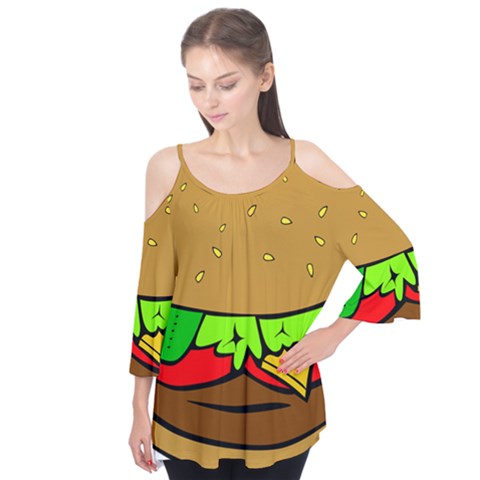 Hamburger Cheeseburger Fast Food Flutter Tees by Sudhe