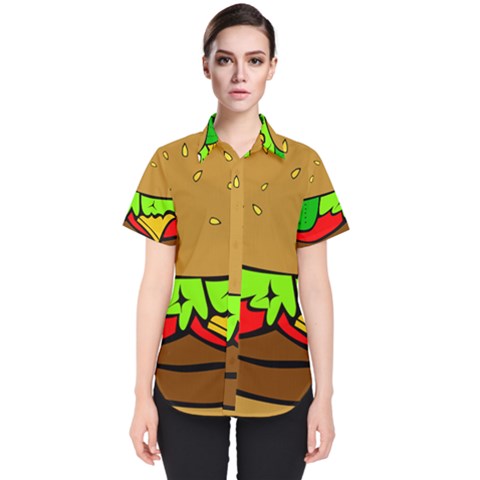 Hamburger Cheeseburger Fast Food Women s Short Sleeve Shirt by Sudhe