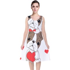 Animation Dog Cute Animate Comic V-neck Midi Sleeveless Dress  by Sudhe