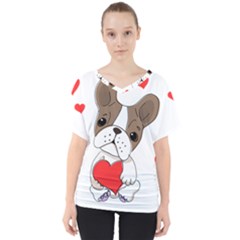 Animation Dog Cute Animate Comic V-neck Dolman Drape Top by Sudhe