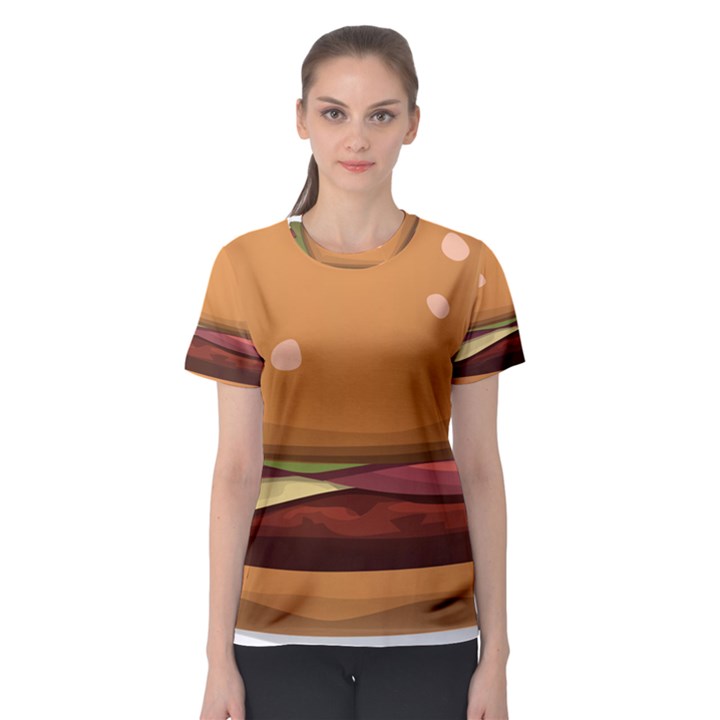 Hamburger Cheeseburger Burger Lunch Women s Sport Mesh Tee