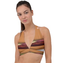 Hamburger Cheeseburger Burger Lunch Halter Plunge Bikini Top by Sudhe