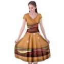 Hamburger Cheeseburger Burger Lunch Cap Sleeve Wrap Front Dress View1