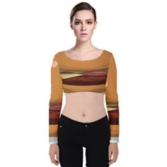 Hamburger Cheeseburger Burger Lunch Velvet Long Sleeve Crop Top by Sudhe