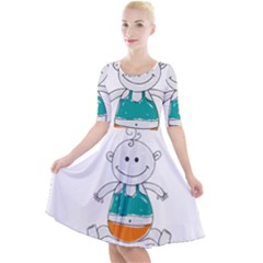 Baby Cute Child Birth Happy Quarter Sleeve A-line Dress