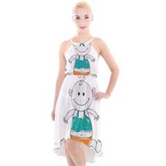 Baby Cute Child Birth Happy High-low Halter Chiffon Dress  by Sudhe