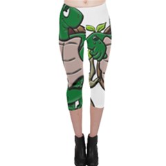 Amphibian Animal Cartoon Reptile Capri Leggings  by Sudhe