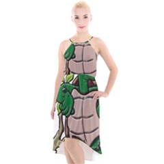 Amphibian Animal Cartoon Reptile High-low Halter Chiffon Dress  by Sudhe