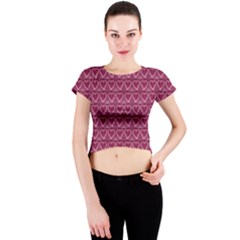 Heart Shaped Print Design Crew Neck Crop Top