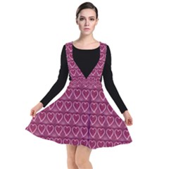 Heart Shaped Print Design Plunge Pinafore Dress