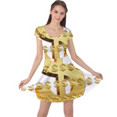 Dollar Money Gold Finance Sign Cap Sleeve Dress by Mariart