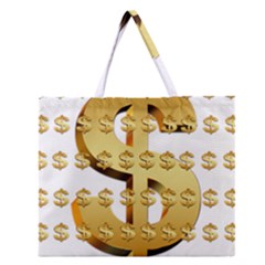 Dollar Money Gold Finance Sign Zipper Large Tote Bag by Mariart