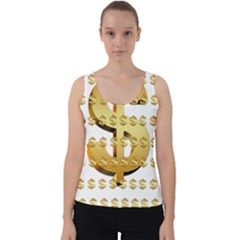 Dollar Money Gold Finance Sign Velvet Tank Top