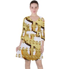 Dollar Money Gold Finance Sign Ruffle Dress